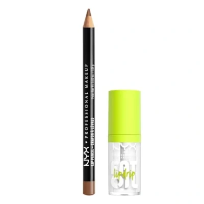 Abbildung von NYX Professional Makeup Lip Artist Kit, Lippen Set bestehend aus Slim Pencil Lipliner, Farbe 855 Nude Truffle, und Fat Oil Drip Lipgloss, 01 My Main