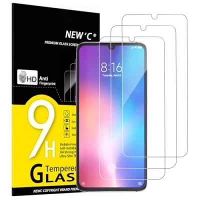 Abbildung von NEW&#039;C 3 Stück, Panzer Schutz Glas für Xiaomi Mi 9, Frei von Kratzern, 9H Härte, HD Displayschutzfolie, 0.33mm Ultra klar, Ultrabeständig