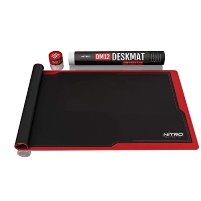Abbildung von NITRO CONCEPTS DM12 Gaming Mauspad XXL 1200x600 Millimeter Fransen Freie Ränder Microfaser Großes Non Slip Mousepad Schwarz/Rot