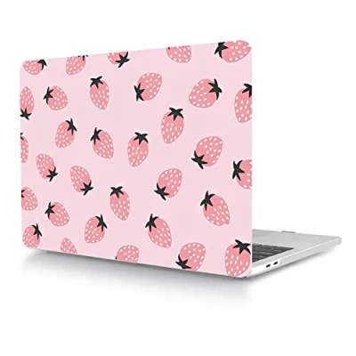 Abbildung von Hülle Kompatibel mit Neues MacBook Air 13 Zoll 2020 2019 2018 Freisetzung A1932 A2179 A2337 M1 Retina Display and Touch ID, Plastik Schützend Hartschale Snap Case, Erdbeere