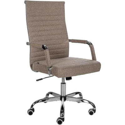 Abbildung von CLP Ergonomischer Bürostuhl Amadora I Höhenverstellbar, 360 Grad Drehstuhl Kunstleder Oder Stoff Bezug Langlebig, 120 kg Belastbar, Farbe:Taupe, Material:Stoff