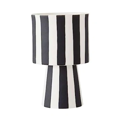 Abbildung von OYOY Blumentopf Living Toppu Pot Small, 15 cm, aus Keramik, Übertopf, Dekotopf, gestreift, Schwarz / Weiß