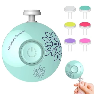 Abbildung von zoerbufan Baby Nagelfeile Elektrisch, 6 in 1 Set Elektrische für Zehen und Finger, Austauschbare Schleifköpfe, Leise Sicherer (Grün)