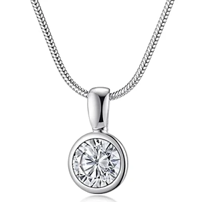 Abbildung von Materia Kettenanhänger Damen Silber Zirkonia Rund Ø10,4mm KA 180, 925 Sterling Silber, rhodiniert