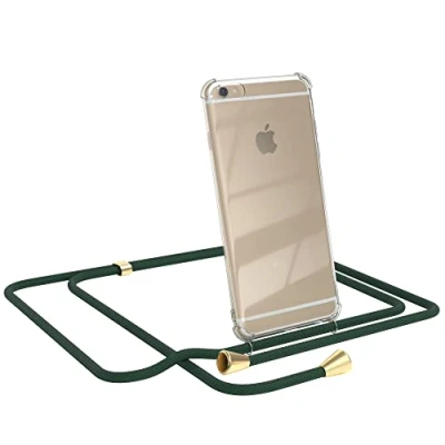 Abbildung von EAZY CASE Handykette kompatibel mit iPhone 6 / 6S Handyhülle Umhängeband, Handykordel Schutzhülle, Silikonhülle, Hülle Band, Stylische Kette für Smartphone, Grün