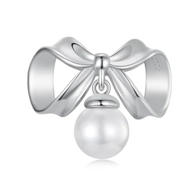 Abbildung von Perle Schleifen Charms Anhänger für Pandora Armband, 925 Sterling Silber Perlen Geschenk Schmuck Frauen