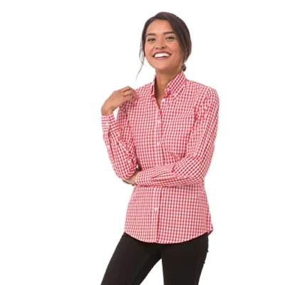 Abbildung von Chef Works Damen Gingham Kleid Shirt, Rot und Weiß kariert, Mittel
