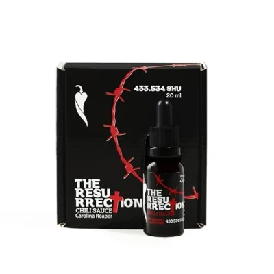 Abbildung von I LOVE SPICY The Resurrection Scharfe Chilisoße 20 ml Labor Gemessen: 433.534 SHU, 85 % Carolina Reaper Chili Pfeffer, Schärfe 10/5