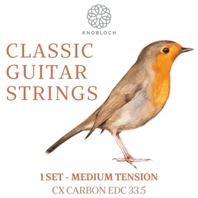 Abbildung von KNOBLOCH STRINGS Spanische Gitarrensaiten EDC33.5 ERITHACUS Doppel Silber CX Carbon Mittelspannung 33,5 Warmer Bass Lirische und glänzende Höhen Set Saiten für Flamenca Klassik