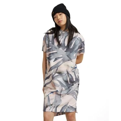 Abbildung von G STAR RAW Damen Printed Loose T shirt Kleid Casual Dress, Mehrfarben (Coral Pink Watertexture Palm D24484 d611 g538), L EU