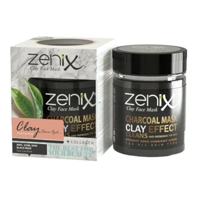 Abbildung von Zenix Clay Face Mask Charcoal 190gr Gesichtsmaske mit Tonerde Gesichtskur Kohlemineral Gesichtspflege für Männer &amp; Frauen gegen Pickel, Mitesser und Unreinheiten Kil Maskesi