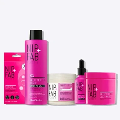 Abbildung von Nip + Fab Blemish Be Gone Regime LF Bundle Salicylsäure Fix Entgiften, glatten, ruhigen, feuchtigkeitsspendenden Haut Teebaumform, Hyaluronsäure Niacinamid