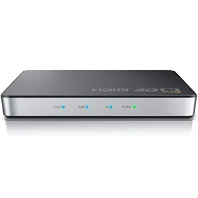 Abbildung von CSL HDMI Splitter Umschalter 4K UHD 2160p 30Hz, Full HD 144 Hz, 1 in 2 Out, CEC, HDCP, 3D Ready, Deep Color 30Bit 36Bit 48Bit, Kompatibel mit Xbox PS4 PS3 BLU RAY Player Firestick HDTV Apple TV