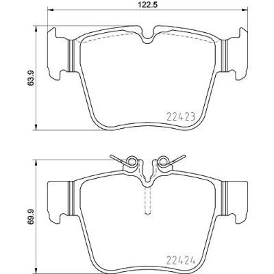Abbildung von HELLA 8DB 355 024 991 Bremsbelagsatz für Verschleißwarnanzeiger vorbereitet MERCEDES BENZ: GLC SUV, C Klasse T modell, Limousine