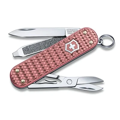 Abbildung von VICTORINOX Taschenmesser Classic Precious Alox, 5 Funktionen, Multitool mit Schere, Schraubendreher, Schlüsselanhänger, inkl. Geschenkbox, Gentle Rose