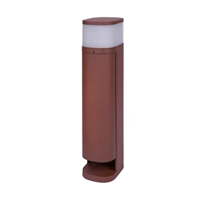 Abbildung von BOLD 19479 VOLO Garten Leuchte mit Steckdosen und Blende (Outdoor Säule) Rostfarben (2x Schuko IP44 Outdoor Pollerleuchte 9,5 x 13,5 45 cm inkl G9 max. 28 Watt 470lm)