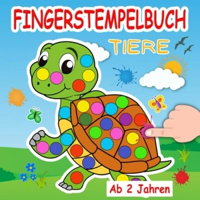 Abbildung von Fingerstempelbuch Ab 2 Jahren: Tiere Fingerfarben Bastelbuch und Stempelbuch für Kinder, Jungen Mädchen. Fingerstempeln, Malen Basteln!