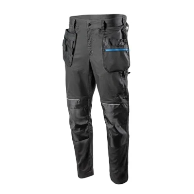 Abbildung von Högert Technik WURNITZ Elastische Schutzhose dunkelgrau XL (54) Professionelle Herren Schutzhosen Flexible Arbeitshose mit Kniepolstertaschen Langlebig und komfortabel