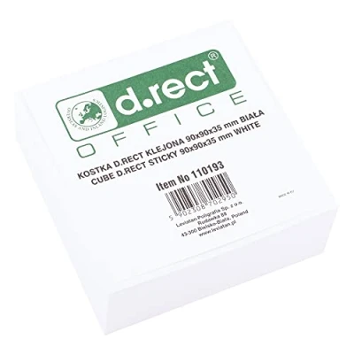 Abbildung von D.RECT Zettelklotz Notizklotz 90x90x35mm circa 300 blatt kopfgeleimt Weiß