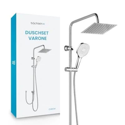 Abbildung von Bächlein Brausegarnitur Duschsystem Varone Regendusche Set, Überkopfbrausset, Brauseset, 3 Strahlart(en)