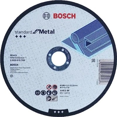Abbildung von Bosch Professional 1x Standard for Metal Straight Cutting Trennscheibe (für Bleche, Stahl, Ø 180 x 1,6 22,23 mm, Zubehör Winkelschleifer)