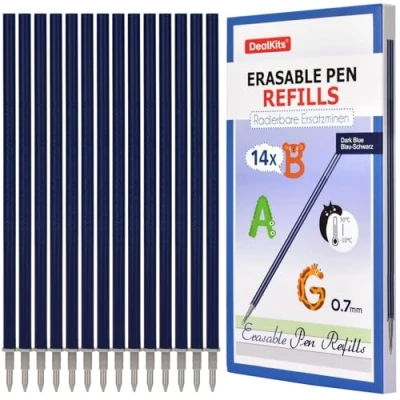Abbildung von DealKits Radierbare Ersatzminen, Kompatibel mit Legami, 0.7mm Patronen Nachfüllminen Set für Legami Gelstifte, Ideal Schulbedarf Bürobedarf [Dunkelblau, 14 Stück]