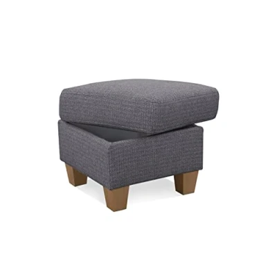 Abbildung von Cavadore Hocker Ammerland / Stauraumhocker mit Holzfüßen, als Fußhocker oder Beistellhocker 58 x 48 Strukturstoff, Grau