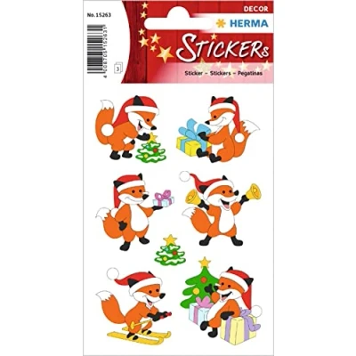 Abbildung von 10 x HERMA Schmucketikett Decor Weihnachtsfuchs 3 Blatt