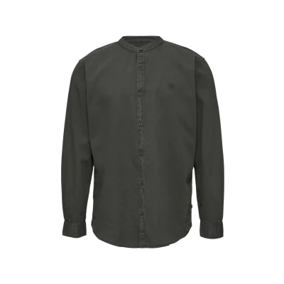 Abbildung von QS Regular FIT Gewaschenes MIT Stickerei Hemd, Herren, Größe: Large, Anthrazit