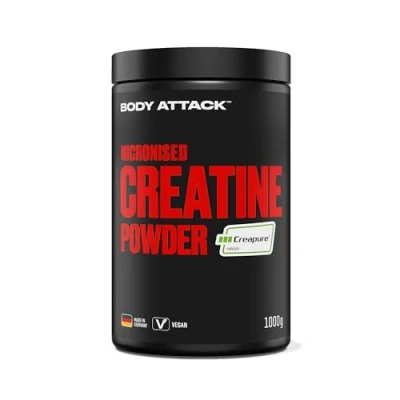 Abbildung von Body Attack Micronised Creatine Powder (Creapure®) 1 kg hochwertiges Kreatin 100% Made in Germany hochdosiert für Fitness &amp; Kraftsport, vegan