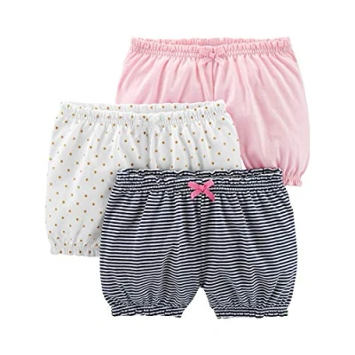 Abbildung von Simple Joys by Carter&#039;s Baby Mädchen 3 Pack Bloomer Infant and Toddler Shorts, Hellrosa/Marineblau Streifen/Weiß Punkte, 0 Monate (3er Pack)