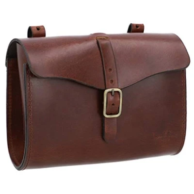 Abbildung von Gusti Satteltasche Leder Lenkertasche Ledertasche diebstahlsicher Fahrradtasche Fahrrad Werkzeugtasche Vintage Zubehör Gadget Braun