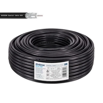 Abbildung von EDISION OCX 50 Koaxialkabel 50m, Antennenkabel 130dB Outdoor/Indoor PE Schwarz, reines Kupfer Innenleiter CU, SAT Kabel, geeignet für DVB S2, T/T2, C, BK Anlagen, CCTV, Ring 50m