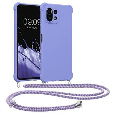 Abbildung von kwmobile Necklace Case kompatibel mit Xiaomi 11 Lite (5G) NE/Mi Hülle Cover Kordel zum Umhängen Silikon Schutzhülle Lavendel