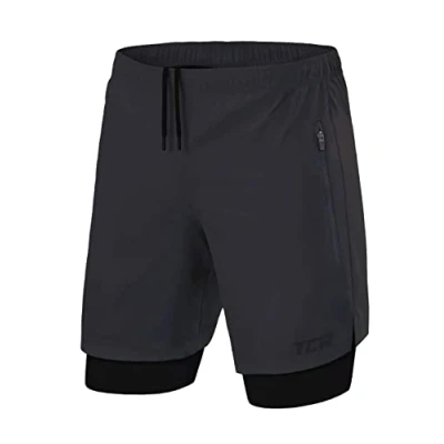 Abbildung von TCA Trainingsshorts Herren 2 in 1 Laufhose mit Kompressionshose Grau, M (1 tlg)