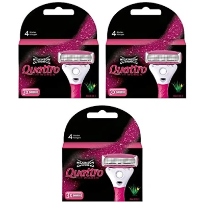 Abbildung von Wilkinson Sword Quattro Women 9 Klingen für glatte Bein, Achseln und Bikinizone Sparpack Jahresvorrat