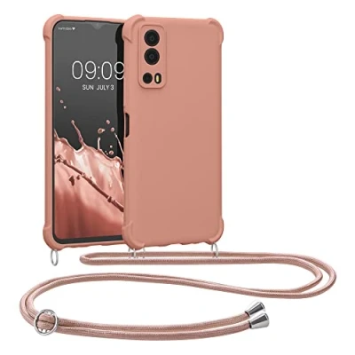 Abbildung von kwmobile Necklace Case kompatibel mit Vivo Y72 5G / Y52 Hülle Cover Kordel zum Umhängen Silikon Schutzhülle Perlmutt