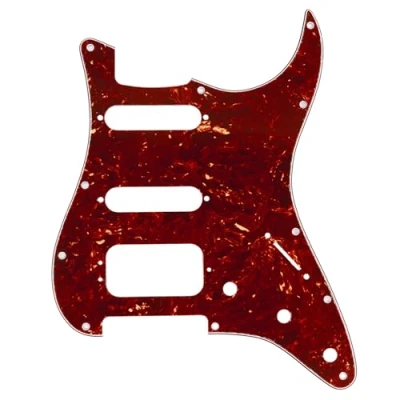 Abbildung von Musiclily Pro 11 Löcher Round Corner HSS Strat Schlagbrett Gitarren Pickguard mit 3 Schrauben Humbucking Pickup Mount für Fender American/Mexican Stratocaster E Gitarre,4 lagig Vintage Tortoise