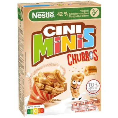 Abbildung von Nestlé CINI MINIS Churros Frühstücks Cerealien mit 42% Vollkorn Anteil, 1er Pack (1x360g)