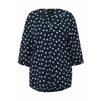 Abbildung von Ulla Popken Notch NECK Print Bluse, Damen, Größe: 42/44, Navy blue