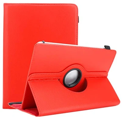 Abbildung von Cadorabo Hülle kompatibel mit Alcatel 3T (10 Zoll) Tablethülle 360 Design aus Premium Kunst Leder Flip Klappbare Stoßfeste Magnetische Cover für Tasche in Rot