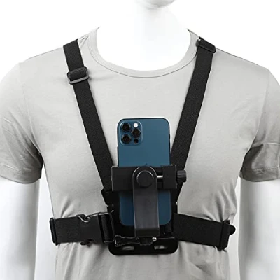 Abbildung von Handy Brustgurt Halterung, Universal Clip für Action Kamera, POV, kompatibel mit GoPro, Akaso, Samsung, iPhone usw