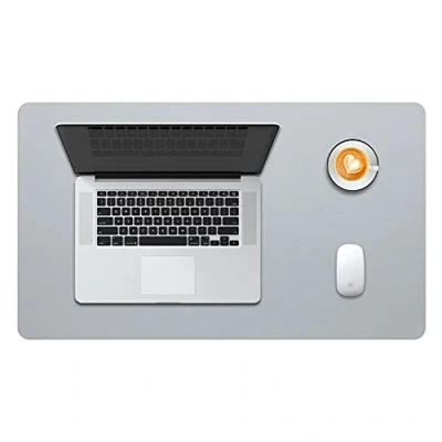 Abbildung von DOBAOJIA Schreibtischunterlage Grau, Schreibtischmatte, Desk Pad, Schreibtischschutz, Schreibblock, für Laptop/Tastatur/Maus/Hause/Büro, PU Leder Wasserdicht + Wildleder rutschfest 60 x 35cm