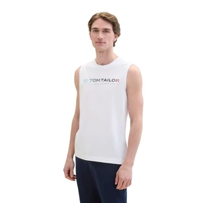 Abbildung von TOM Tailor TANK MIT LOGO Print Top, Herren, Größe: XL, White