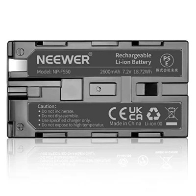 Abbildung von NEEWER 7.2V 2600mAh Lithium Akku Ersatz für Sony NP F550/570/530,Kompatibel mit HandyCams,andere On Camera LED Illuminatoren F550