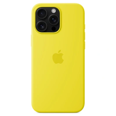 Abbildung von Apple iPhone 16 Pro Max Hülle MagSafe Silikon Original Soft Case/Backcover Handyhülle Gelb