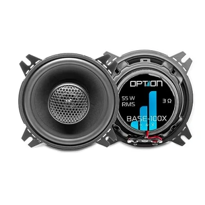 Abbildung von Option BASE 100X 2 Wege 10cm Koaxial Lautsprecher System 3 Ohm, 84dB, 55 Watt RMS 1 Paar Auto