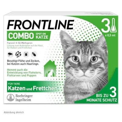Abbildung von FRONTLINE Combo Katze gegen Zecken, Flöhe &amp; Haarlinge (für Jede Größe Gewicht) 3X Pipetten für bis zu 3 Monate Schutz auch Floheier, Larven Puppen im Haushalt wasserfest