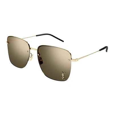 Abbildung von SAINT LAURENT Damen SL 312 M 006 Gläser SONNENBRILLEN Metall Gold Braun Quadratisch Flash