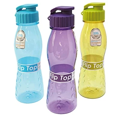 Abbildung von EURO MARKETING MANUFACTURING borraccia Con Chiusura rapida FLIP TOP Kunststoff Trinkflasche mit Schnellverschluss, durchsichtig, Einheitsgröße